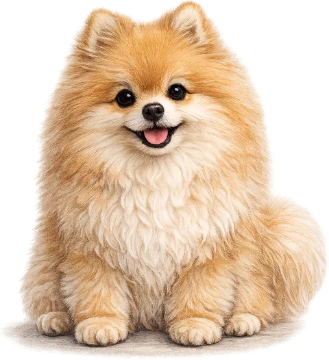 Coloured pencil sketch of a pomeranian