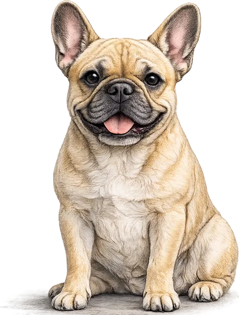Coloured pencil sketch of a french bulldog