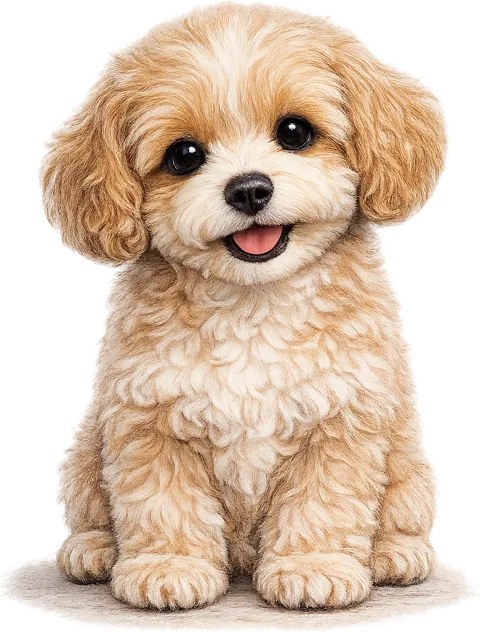 Coloured pencil sketch of a cavapoo puppy